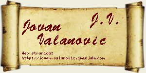 Jovan Valanović vizit kartica